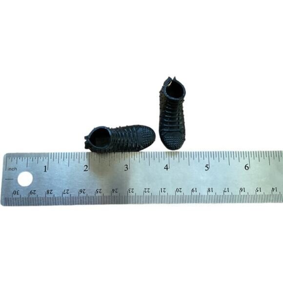 Black Ken Doll High Top Spiked Quilted Pattern Boots Barbie - Picture 4 of 5